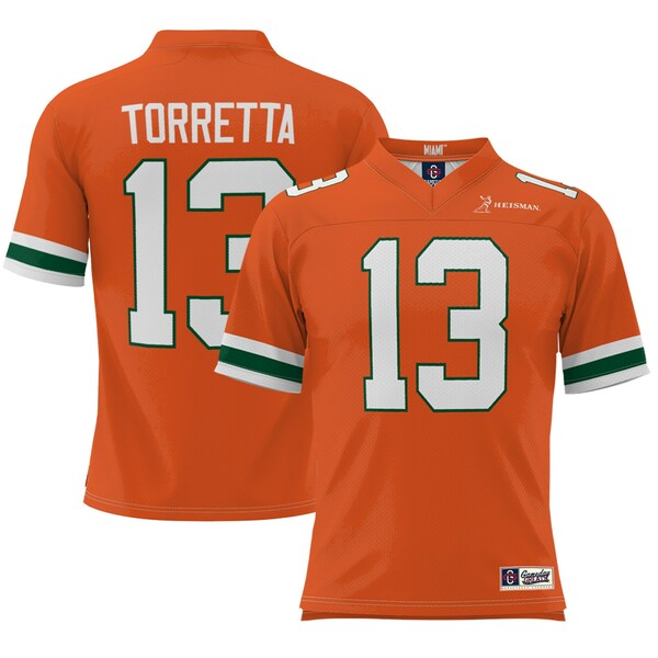 ゲームデイグレーツ メンズ ユニフォーム トップス Gino Torretta Miami Hurricanes Heisman Football Jersey Orange