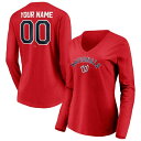 ファナティクス レディース Tシャツ トップス Washington Nationals Fanatics Branded Women 039 s Personalized Winning Streak Name Number Long Sleeve VNeck TShirt Red