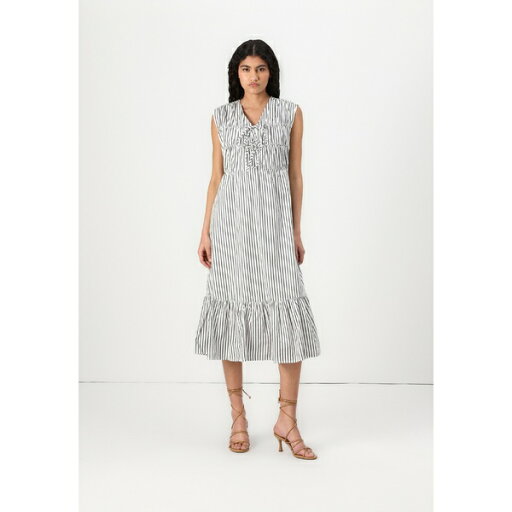 ヤス レディース ワンピース トップス YASEBBA MIDI DRESS - Day dress - black/white ヤス レディース ワンピース トップス YASEBBA MIDI DRESS - Day dress - black/white