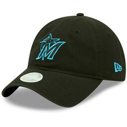 ニューエラ レディース 帽子 アクセサリー Miami Marlins New Era Women's Logo Core Classic 9TWENTY Adjustable Hat Black