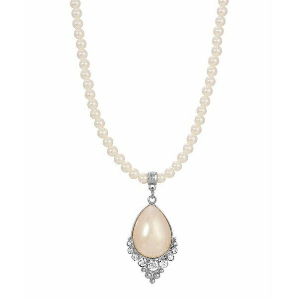 2028 fB[X lbNXE`[J[Ey_ggbv ANZT[ Women's Crystal and Imitaion Pearl Teardrop Necklace White