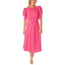 ] ^ fB[X s[X gbvX Women's Puff-Sleeve Ottoman Knit Midi Dress Strawberry