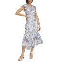 g~[ qtBK[ fB[X s[X gbvX Women's Floral-Print Flutter-Sleeve Midi Dress Ivory Multi