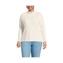 ランズエンド レディース カットソー トップス Plus Size Relaxed Cotton Long Sleeve Mock Turtleneck Fresh ivory(4)