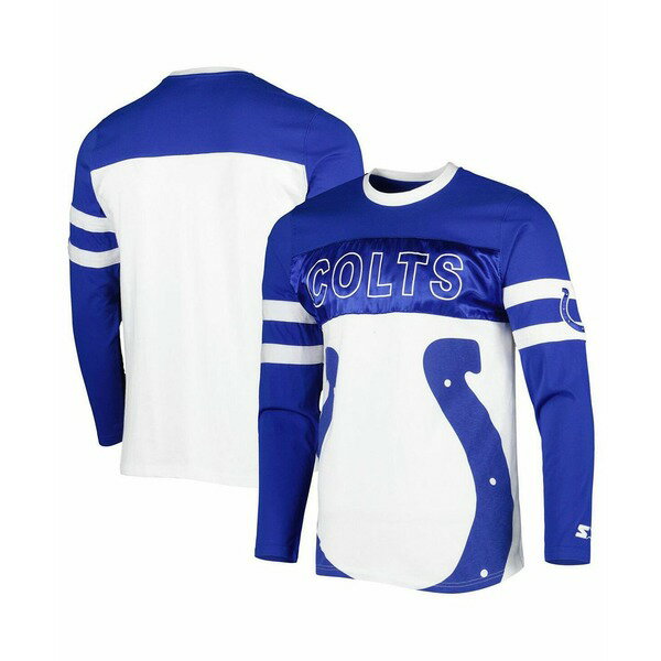 スターター メンズ シャツ トップス Men's Royal, White Indianapolis Colts Halftime Long Sleeve T-shirt Royal, White