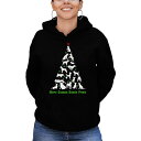 エルエーポップアート レディース パーカー・スウェットシャツ アウター Women's Here Comes Santa Paws Word Art Hooded Sweatshirt Black