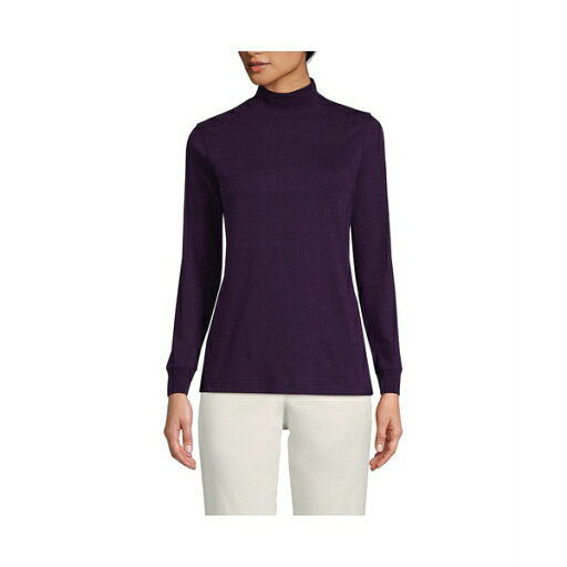 ランズエンド レディース カットソー トップス Women's Relaxed Cotton Long Sleeve Mock Turtleneck Blackberry ランズエンド レディース カットソー トップス Women's Relaxed Cotton Long Sleeve Mock Turtleneck Blackberry