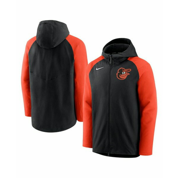 ナイキ メンズ ジャケット＆ブルゾン アウター Men's Black, Orange Baltimore Orioles Authentic Collection Full-Zip Raglan Hoodie Performance Jacket Black, Orange