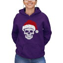 エルエーポップアート レディース パーカー・スウェットシャツ アウター Women's Santa Skull Word Art Hooded Sweatshirt Purple