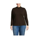 ランズエンド レディース カットソー トップス Plus Size Relaxed Cotton Long Sleeve Mock Turtleneck Rich coffee(4)