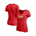 ファナティクス レディース Tシャツ トップス Women's Red Calgary Flames Plus Size Mascot In Bounds V-...