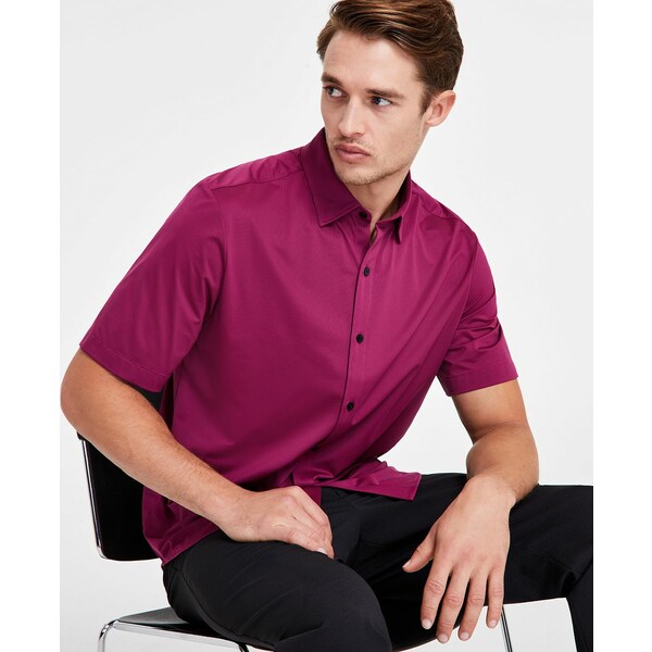 アルファニ メンズ シャツ トップス Men's Solid Button-Down Shirt, Exclusively at Macy's Berry Violet