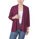 ニューヨークコレクション レディース ニット&セーター アウター Women's 3/4 Sleeve Solid Cardigan Dark Purple