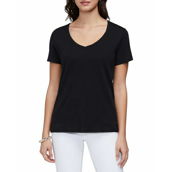 スリードッツ レディース Tシャツ トップス Women's V-Neck Short Sleeve T-Shirt Black