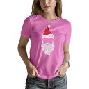 エルエーポップアート レディース Tシャツ トップス Women's Santa Claus Word Art T-shirt Pink