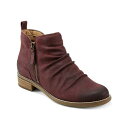 アース レディース ブーツ シューズ Women's Nadya Round Toe Ruched Casual Booties Dark Red Suede