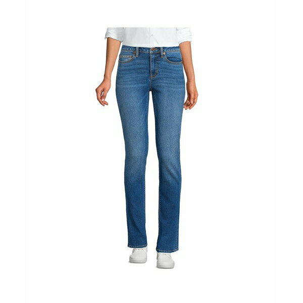 ランズエンド レディース デニムパンツ ボトムス Women's Tall Recover Mid Rise Straight Leg Blue Jeans Indigo tide blue