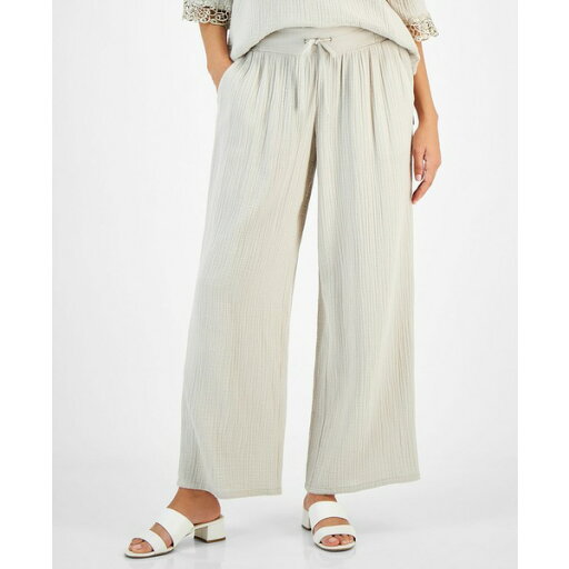 ジェイエムコレクション レディース カジュアルパンツ ボトムス Women's Wide Leg Gauze Pants, Created for Macy's Stonewall ジェイエムコレクション レディース カジュアルパンツ ボトムス Women's Wide Leg Gauze Pants, Created for Macy's Stonewall