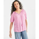 スタイルアンドコー レディース カットソー トップス Petite Solid Vacay Shine Top, Created for Macy's Pink Rain(4)