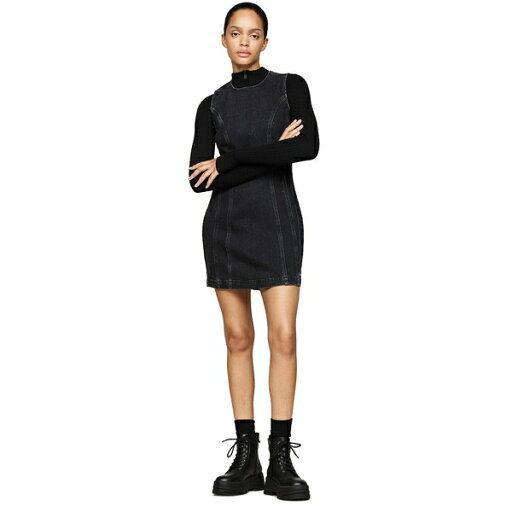 トミーヒルフィガー レディース ワンピース トップス Women's Embellished Sleeveless Denim Dress DENIM BLACK トミーヒルフィガー レディース ワンピース トップス Women's Embellished Sleeveless Denim Dress DENIM BLACK
