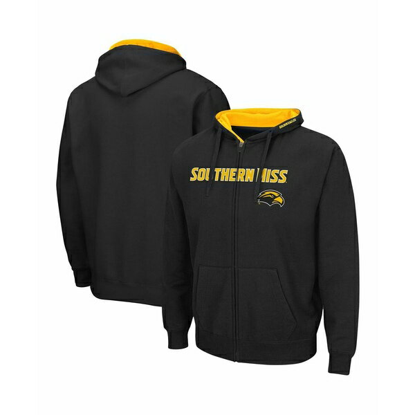 コロシアム メンズ パーカー・スウェットシャツ アウター Men's Black Southern Miss Golden Eagles Arch and Logo 3.0 Full-Zip Hoodie Black