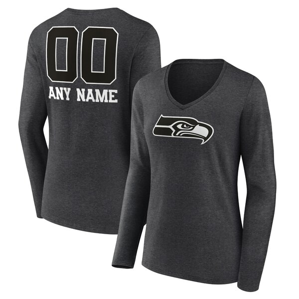 ファナティクス レディース Tシャツ トップス Seattle Seahawks Women's Personalized Name & Number Monochrome Vneck TShirt Charcoal