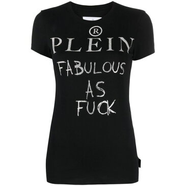 フィリッププレイン レディース Tシャツ トップス Sexy Pure ラインストーン Tシャツ Black