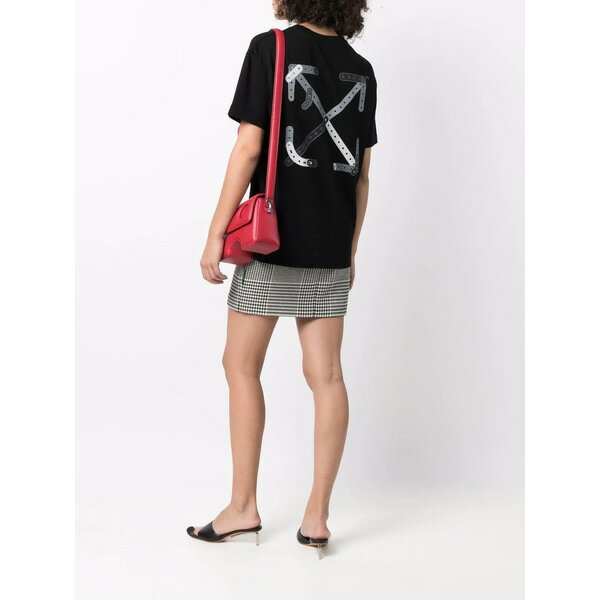 オフホワイト レディース Tシャツ トップス ロゴ Tシャツ Black Red