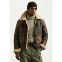 ラルフローレン メンズ ジャケット&ブルゾン アウター LEATHER-TRIM SHEARLING BOMBER JACKET - Leather jacke...