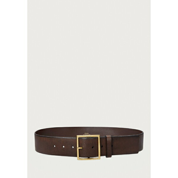 ラルフローレン レディース ベルト アクセサリー SQUARE BUCKLE LEATHER BELT - Belt - chocolate