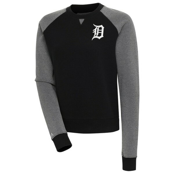 AeBOA fB[X p[J[EXEFbgVc AE^[ Detroit Tigers Antigua Women's Flier Bunker TriBlend Pullover Sweatshirt Black/White