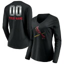 t@ieBNX fB[X TVc gbvX St. Louis Cardinals Fanatics Branded Women's Personalized Midnight Mascot Long Sleeve VNeck TShirt Black