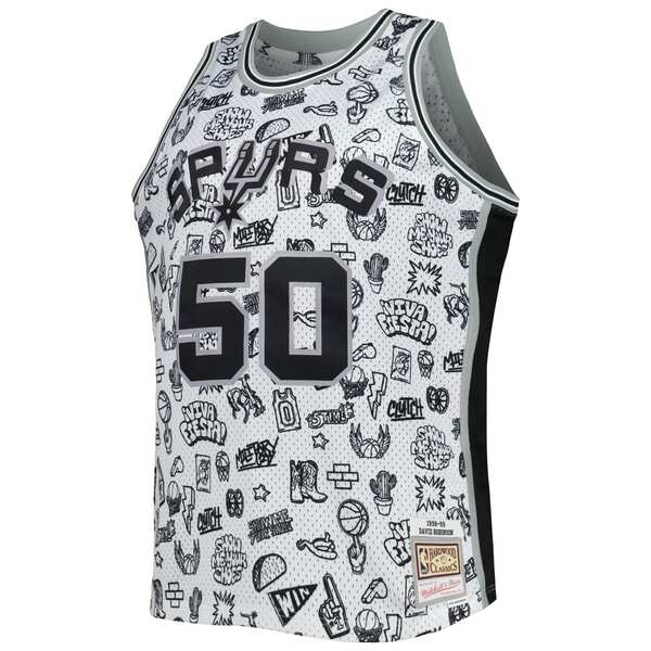 ミッチェル&ネス メンズ ユニフォーム トップス David Robinson San Antonio Spurs Mitchell & Ness 1998/99 Hardwood Classics Doodle Swingman Player Jersey White