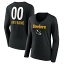 եʥƥ ǥ T ȥåץ Pittsburgh Steelers Fanatics Branded Women's Personalized Name &Number Team Wordmark Long Sleeve VNeck TShirt Black