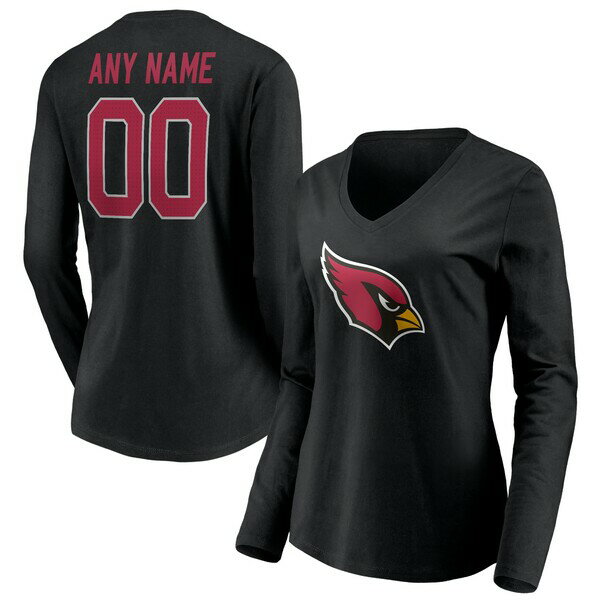 ファナティクス レディース Tシャツ トップス Arizona Cardinals Fanatics Branded Women's Team Authentic Personalized Name & Number Long Sleeve VNeck TShirt Black