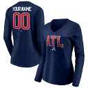 ファナティクス レディース Tシャツ トップス Atlanta Braves Fanatics Branded Women's Personalized Hometown Legend Long Sleeve VNeck TShirt Navy