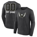 ファナティクス メンズ Tシャツ トップス Washington Capitals Fanatics Branded Monochrome Personalized Name & Number Long Sleeve TShirt Charcoal