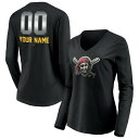 t@ieBNX fB[X TVc gbvX Pittsburgh Pirates Fanatics Branded Women's Personalized Midnight Mascot Long Sleeve VNeck TShirt Black