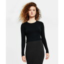 バースリー レディース カットソー トップス Women's Round-Neck Long-Sleeve Jersey Top, Created for Macy's Deep Black