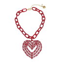 ベッツィジョンソン メンズ ネックレス・チョーカー アクセサリー Faux Stone Baguette Heart Pendant Necklace Red, Gold