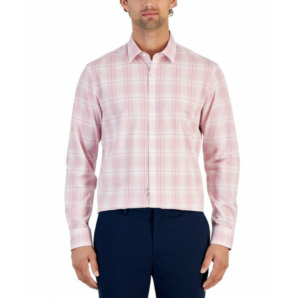 アルファニ メンズ シャツ トップス Men 039 s Plaid Print Long-Sleeve Button-Up Shirt, Created for Macy 039 s Pink