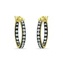 Wj xj[j fB[X sAXCO ANZT[ 18mm Cubic Zirconia with Black Rhodium Round Inside Outside Hoop Earringss, 18K Gold over Silver Gold Over Silver