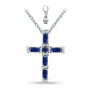 Wj xj[j fB[X lbNXE`[J[Ey_ggbv ANZT[ Simulated Blue Sapphire and Cubic Zirconia Cross Pendant Sterling Silver, Dark Blue