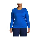 ランズエンド レディース カットソー トップス Women's Plus Size Relaxed Supima Cotton Long Sleeve Crewneck T-Shirt Royal cobalt