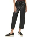 ダナ キャラン ニューヨーク レディース カジュアルパンツ ボトムス Women's Cropped Faux Leather Wide Leg Pants Black