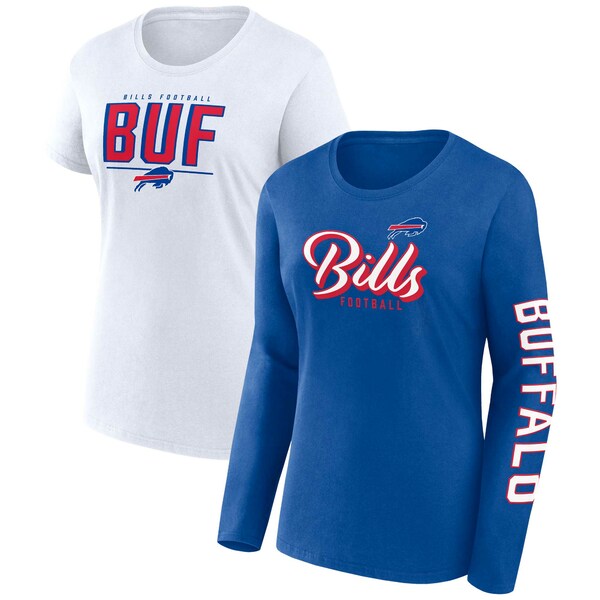 ファナティクス レディース Tシャツ トップス Buffalo Bills Fanatics Branded Women 039 s TwoPack Combo Cheerleader TShirt Set Royal/White