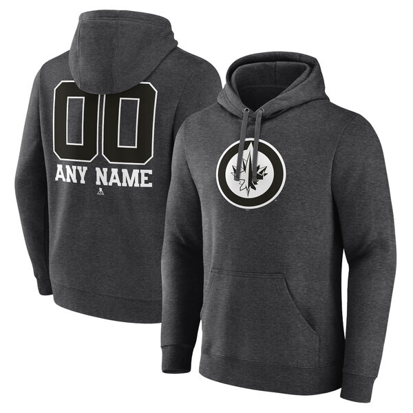 t@ieBNX Y p[J[EXEFbgVc AE^[ Winnipeg Jets Fanatics Branded Monochrome Personalized Name & Number Pullover Hoodie Charcoal