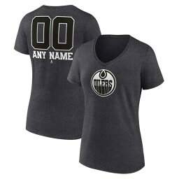 ファナティクス レディース Tシャツ トップス Edmonton Oilers Fanatics Branded Women's Monochrome Personalized Name & Number VNeck TShirt Charcoal