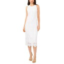 ヴィンスカムート レディース ワンピース トップス Women's Fitted Lace-Overlay Sleeveless Dress Ultra White