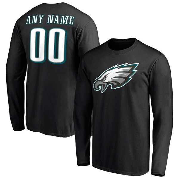 եʥƥ  T ȥåץ Philadelphia Eagles Fanatics Branded Team Authentic Personalized Name &Number Long Sleeve TShirt Black